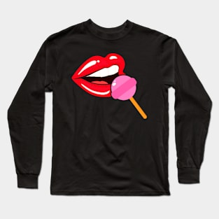 Red Lips Lollipop Long Sleeve T-Shirt